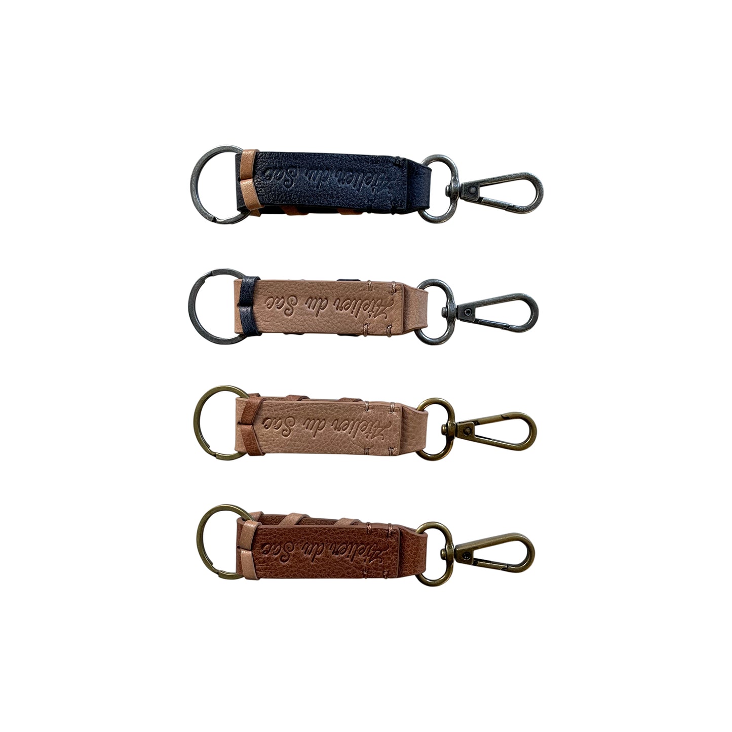 Beau Leather Key Ring in Black